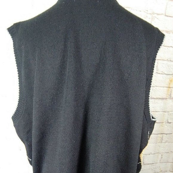 Alfred Dunner Black Button Front Argyle Vest  USA - Picture 4 of 5